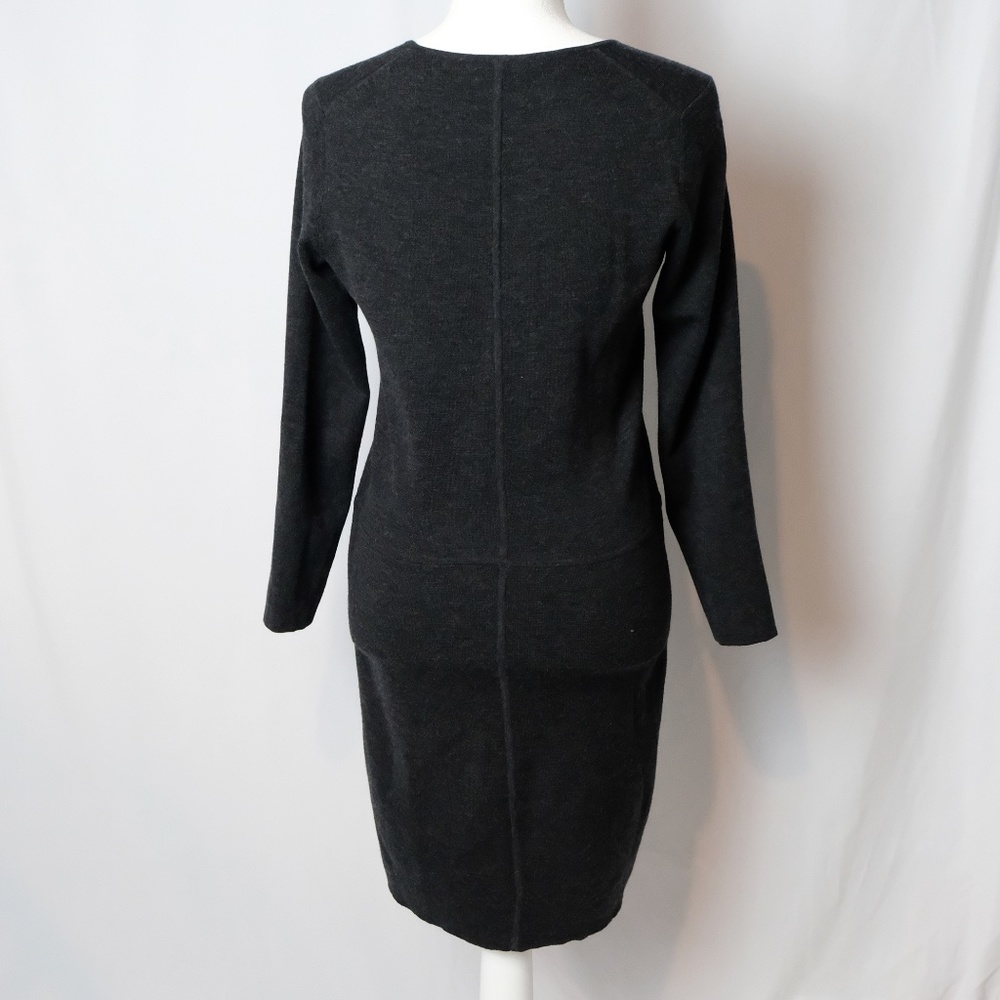 Theory Gray Wool V-Neck Career Work Dress Medium - Picture 5 of 8